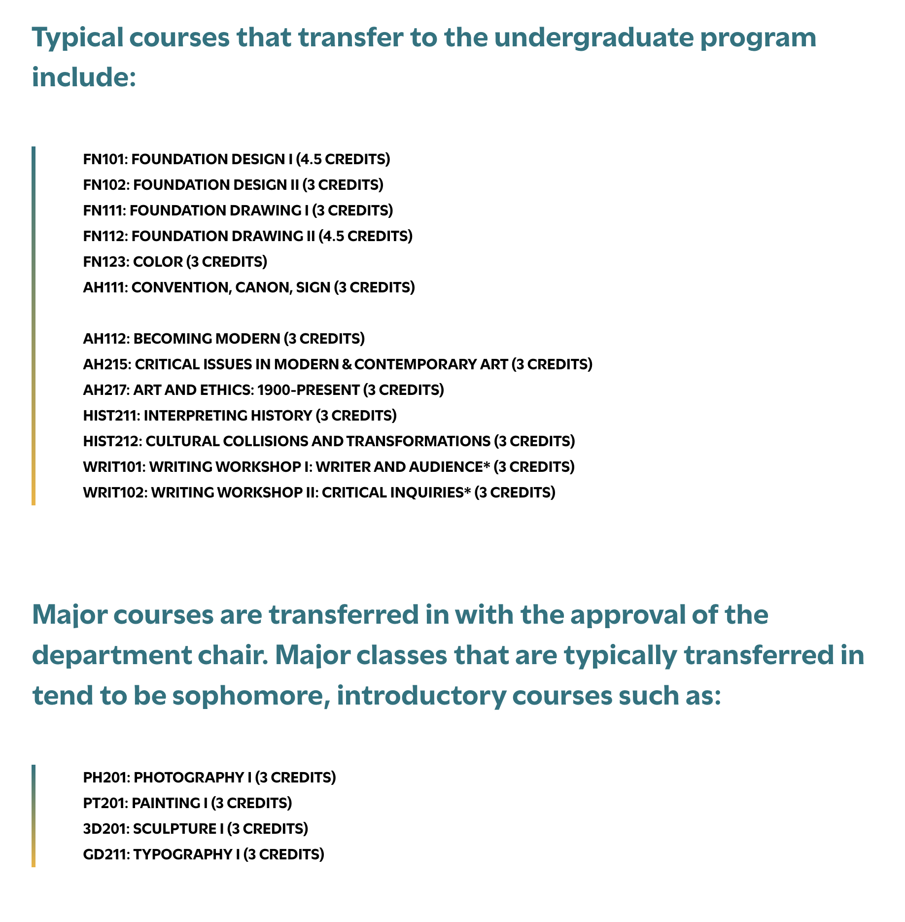 transfer students course info